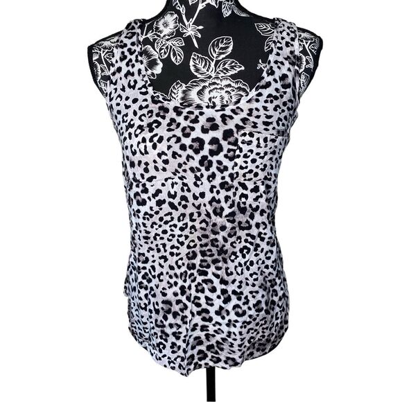 Faded Glory Leopard Print Tank Top Cheetah Wide Strap Beach Coastal Summer - Picture 1 of 11